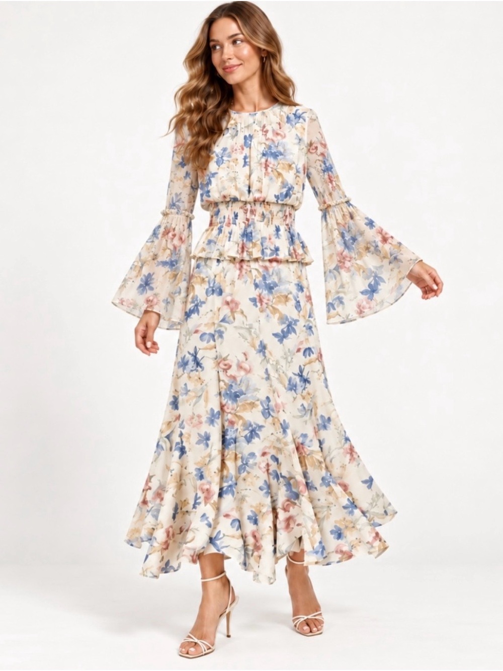 Tuckernuck Two-Piece Blue/Cream Maxi Shirt - NWT